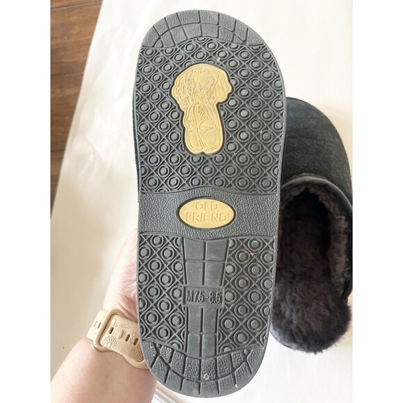 Old Friend Men's Scuff Slipper Black Slip On Sherpa Comfort medium Size 7.5-8.5 - Picture 5 of 8